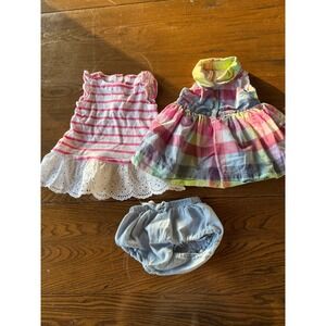Baby Gap 0-3 Months Girl Clothing Bundle Dresses Bloomers Pink Plaid Cotton 3 Pc
